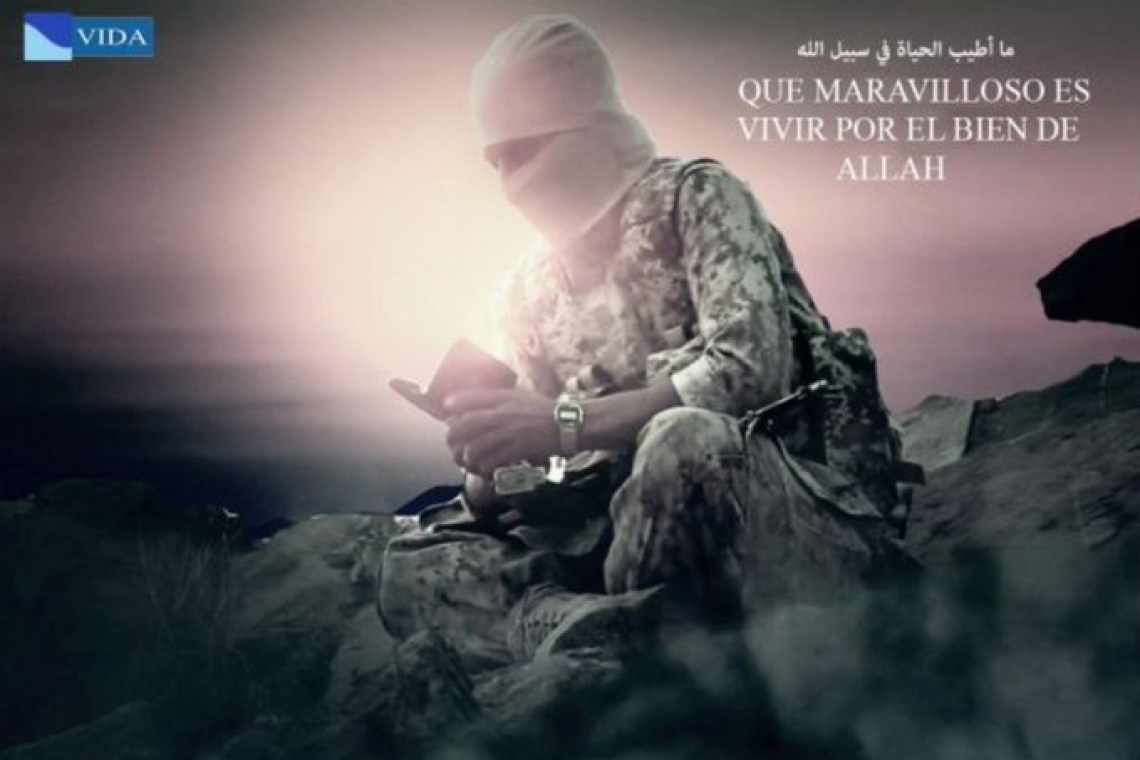 IS (al-Qurayshi media and Green Brigades) and Balochi Liberation Army propagandistic posters, Mar 2020